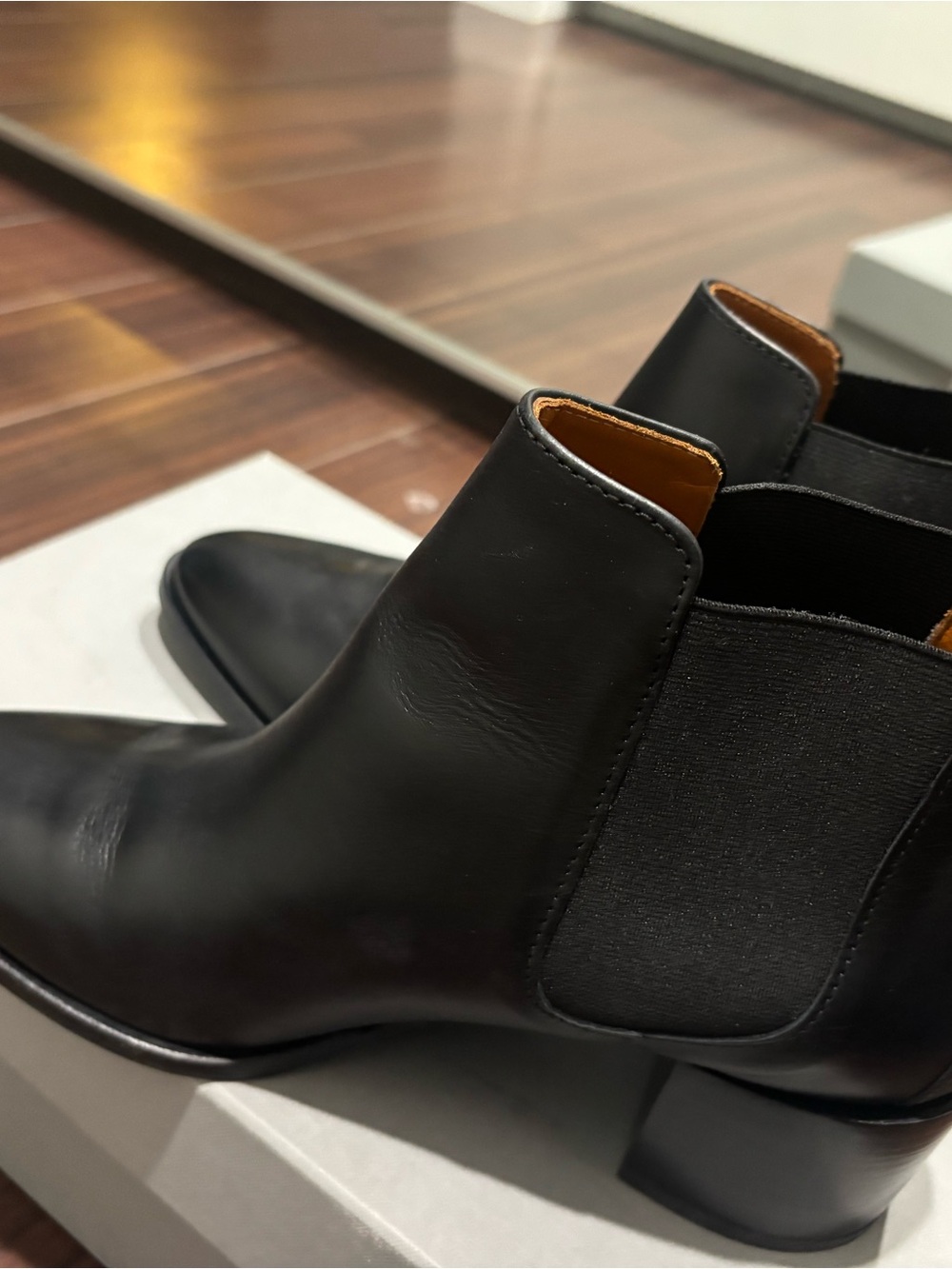 Everlane Black Leather Chelsea Booties